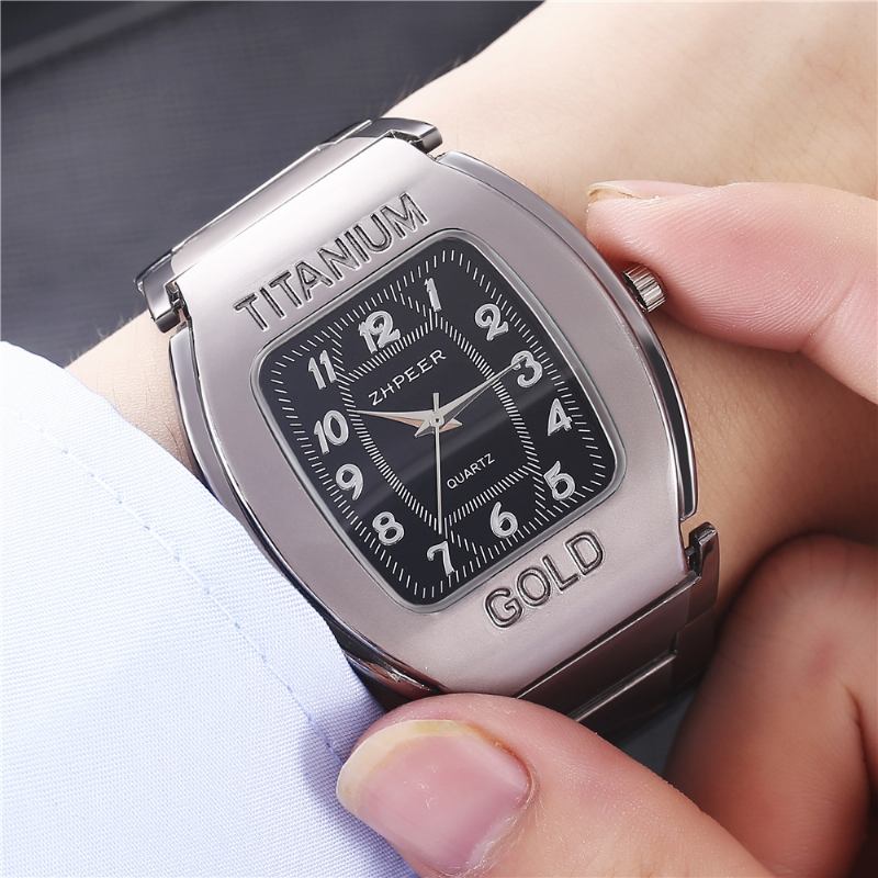 Business Casual Enkla Arabiska Siffror Dial Steel Band Herr Quartz Watch