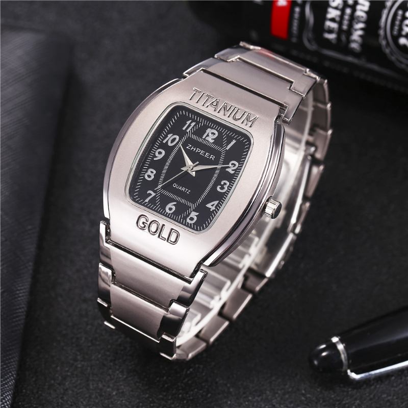 Business Casual Enkla Arabiska Siffror Dial Steel Band Herr Quartz Watch