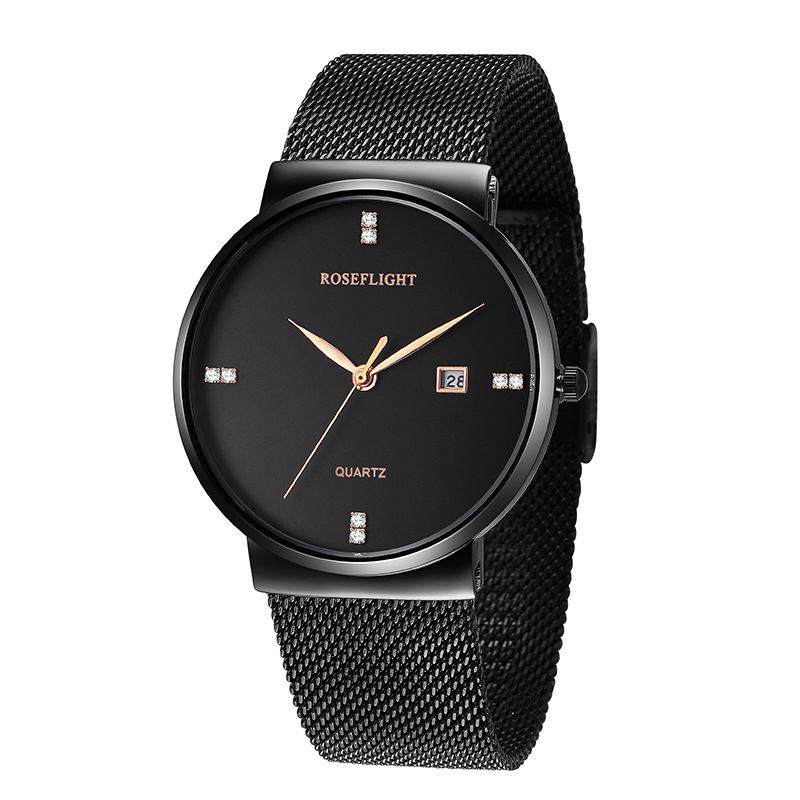 Business Casual Män Rostfritt Stål Band Data Display Vattentät Quartz Watch