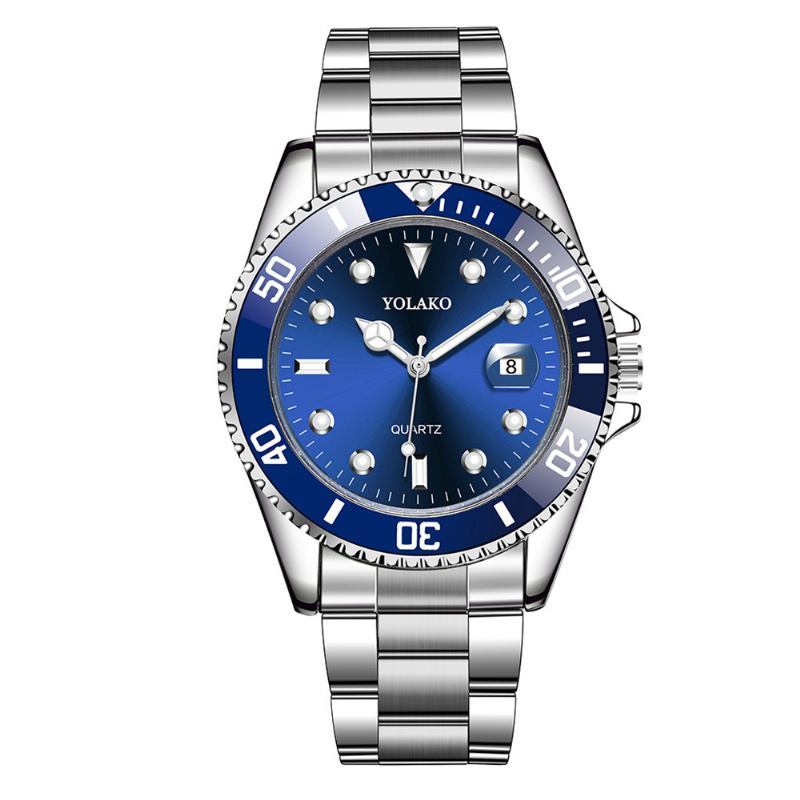 Business Classic Calendar Life Vattentät Rostfritt Stål Armband Män Quartz Watch