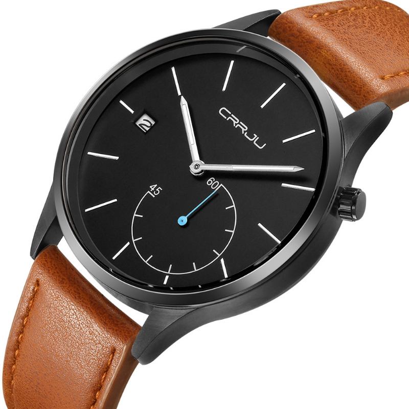 Casual Calendar Läderrem Working-dials Herr Armbandsur Quartz Watch
