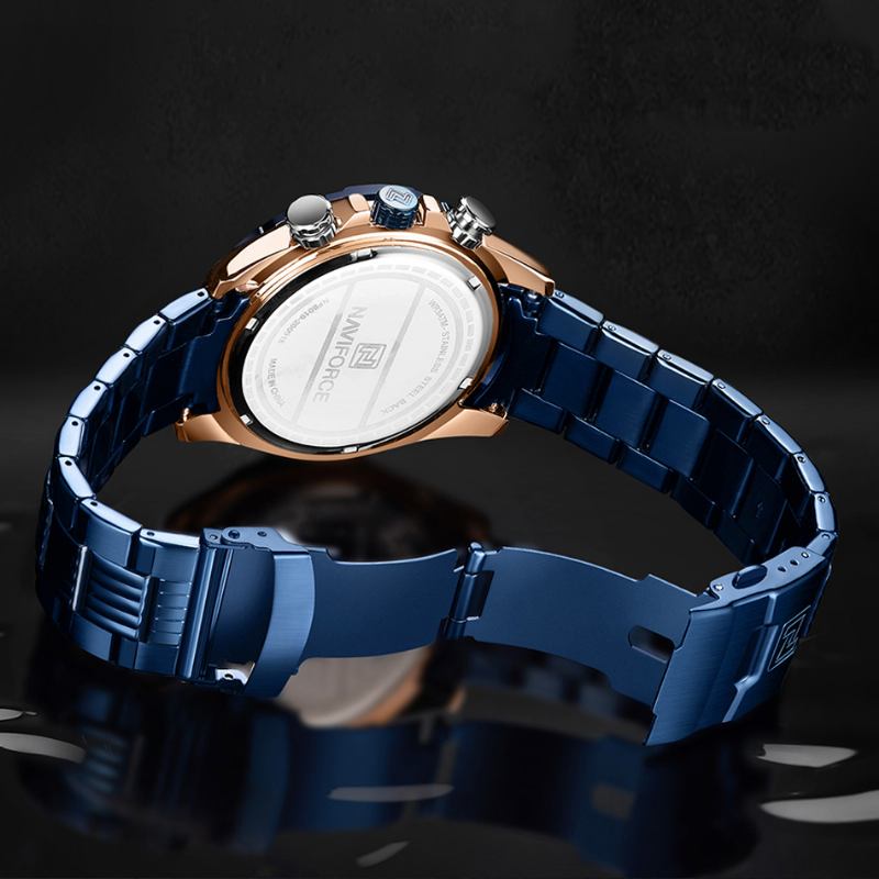 Casual Luminous Pointer Calendar Chronograph Armband I Rostfritt Stål 3atm Vattentät Män Quartz Watch Armbandsur