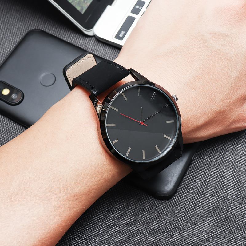 Casual Sport Big Dial Analog Matt Pu Läder Unisex Armbandsur Quartz Watch