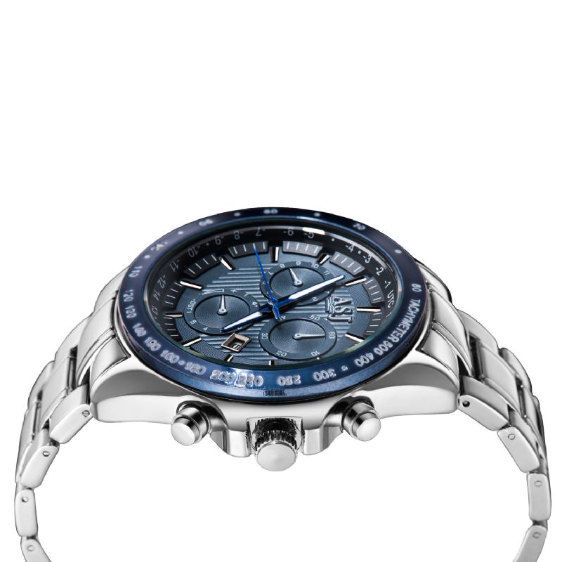 Casual Sport Med Kalender Urtavla Rostfritt Stål Rem Vattentät Herr Quartz Watch
