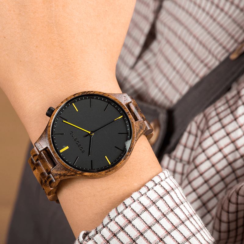Casual Style Män Armbandsur Trä Kreativa Kvarts Klockor