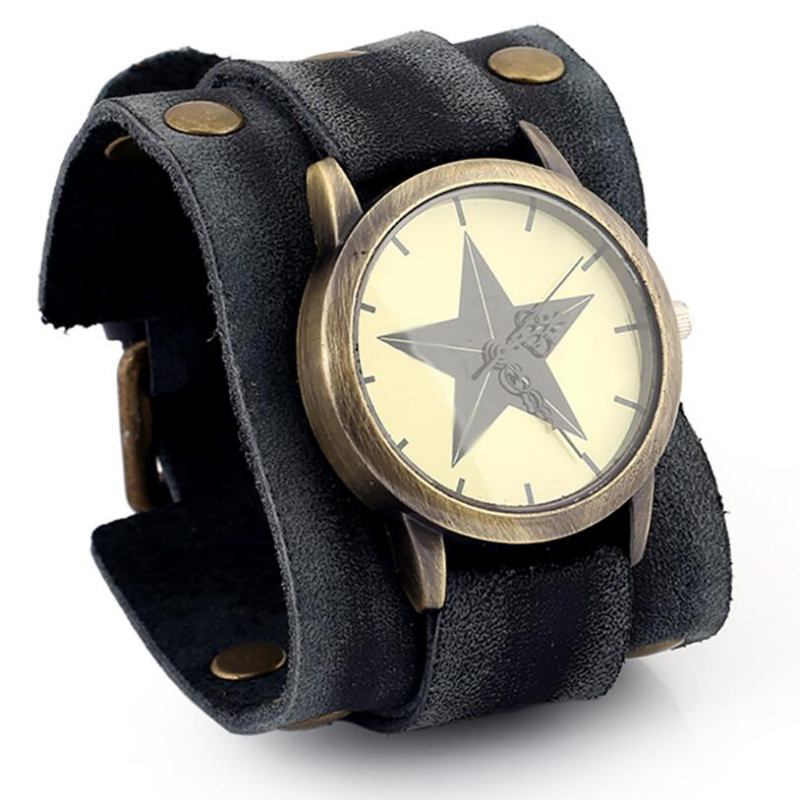 Casual Vintage Multi-layer Cowhide Läderrem Unisex Quartz Watch Armband