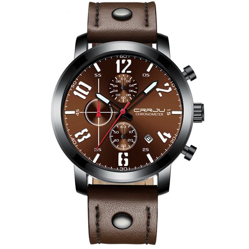 Chronograph Casual Style Herr Armbandsur Lysande Display Quartz Watch