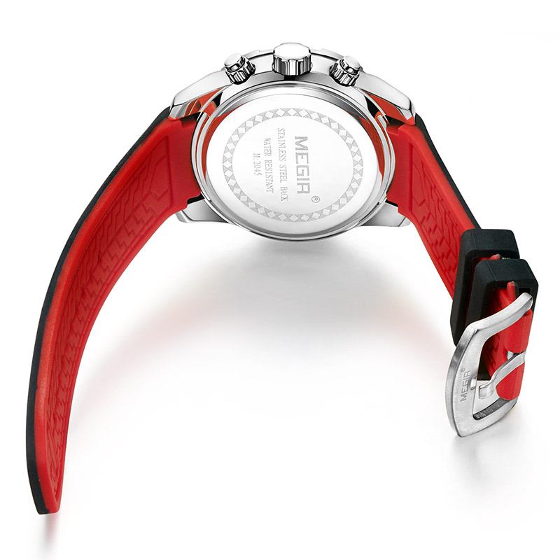 Chronograph Date Display Quartz Watches Silikonrem Herrarmbandsur