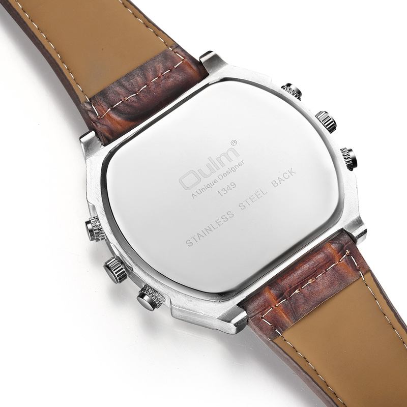 Dubbla Tidszoner Creative Quartz Watch Big Dial Military Style Herrklockor
