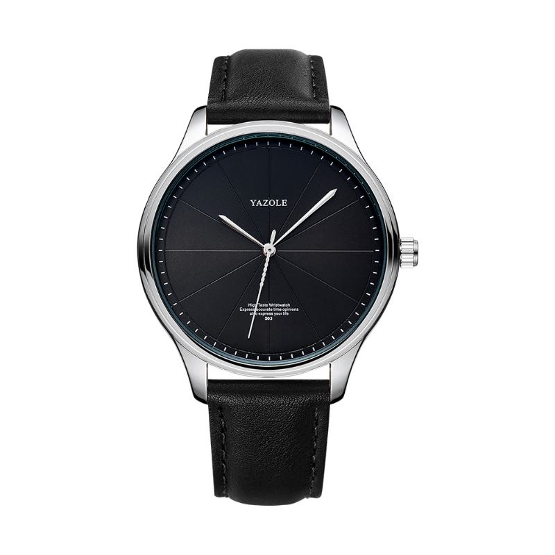 Enkel Segmentering Dial Mode Läderrem Vattentät Herr Quartz Watch