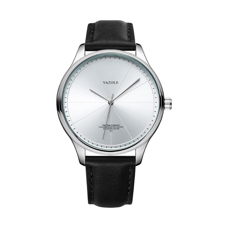 Enkel Segmentering Dial Mode Läderrem Vattentät Herr Quartz Watch