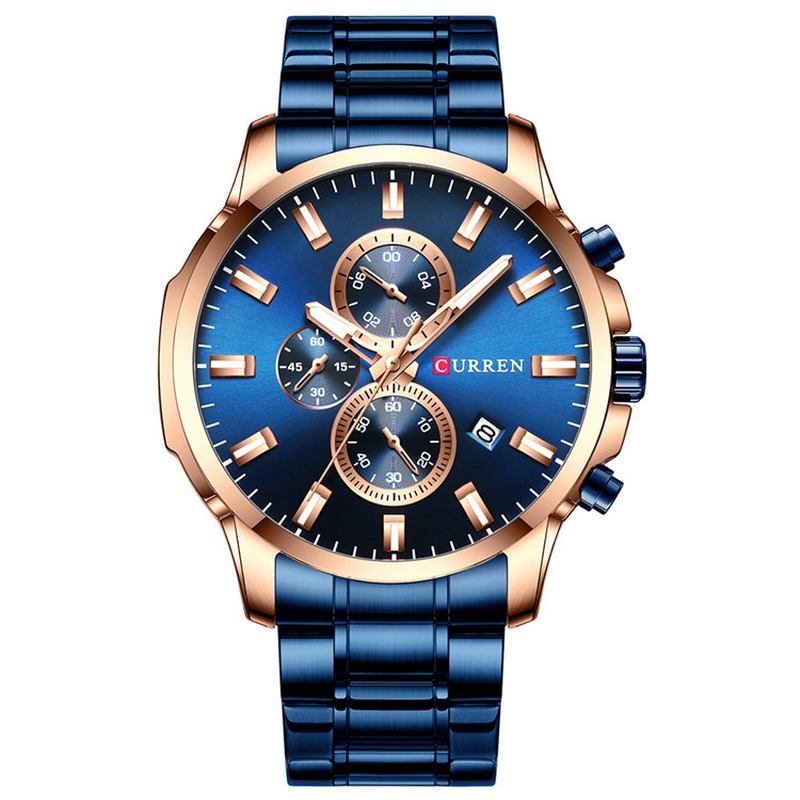Full Steel Watch Band Quartz Watch Luminous Display Business Herrklocka