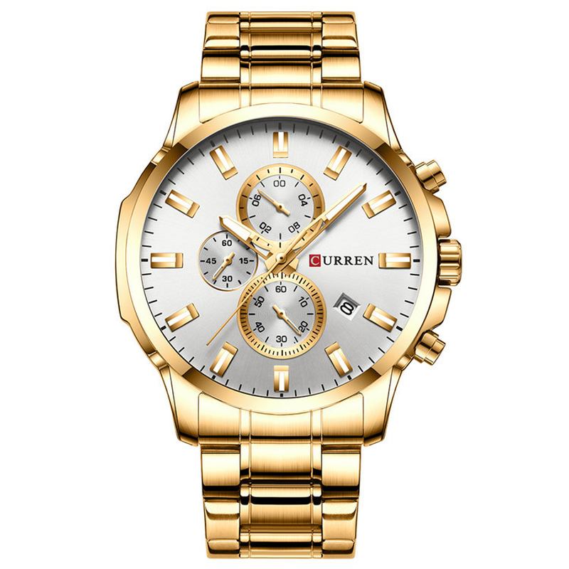 Full Steel Watch Band Quartz Watch Luminous Display Business Herrklocka