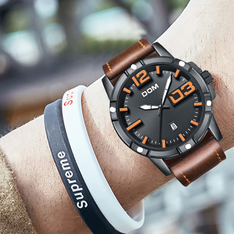 Herr Lyx Sport Armbandsur Herrklocka Läderrem Business Vattentät Quartz Watch