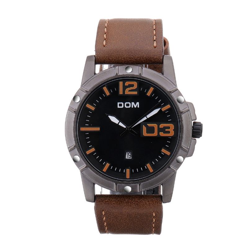 Herr Lyx Sport Armbandsur Herrklocka Läderrem Business Vattentät Quartz Watch