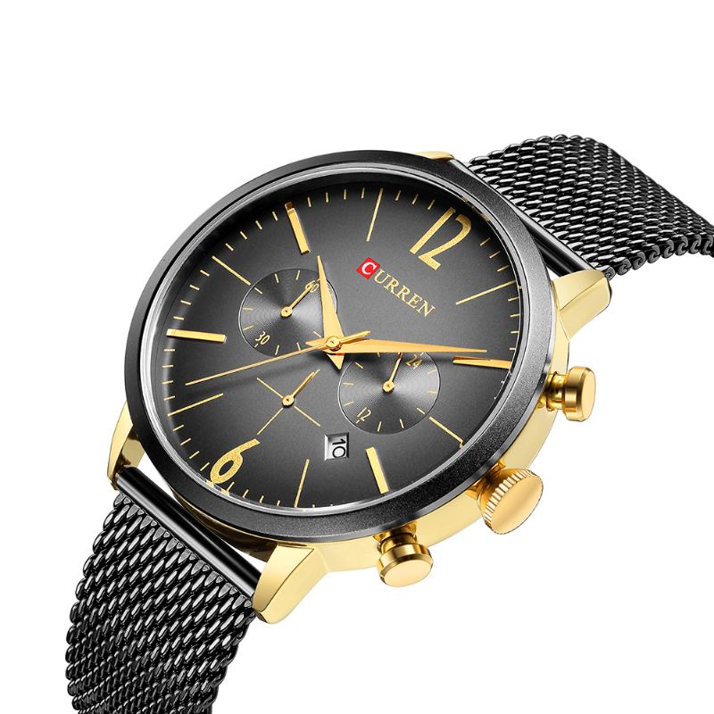 Herrklocka I Rostfritt Stål Casual Date Vattentät Quartz Watch