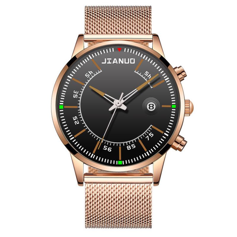Herrklocka Sport Business Vattentät Lysande Kalender Mesh Bälte Quartz Watch