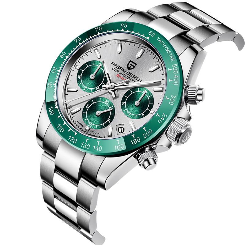 Kalender Män Mode Full Steel Armband Watch Quartz Watch With Box
