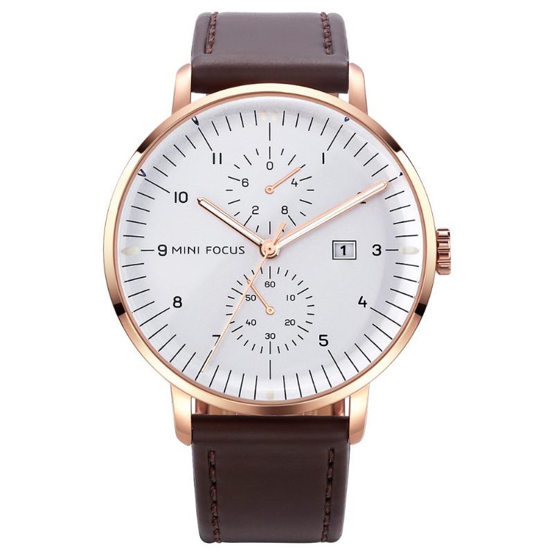 Läderrem Herrklocka Casual Style Lysande Hand Quartz Watches