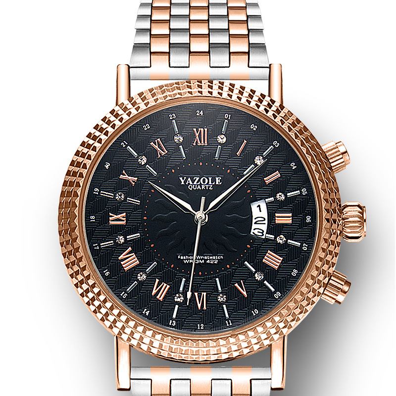 Läderrem Romerska Siffror Crystal Dial Mode Män Quartz Watch