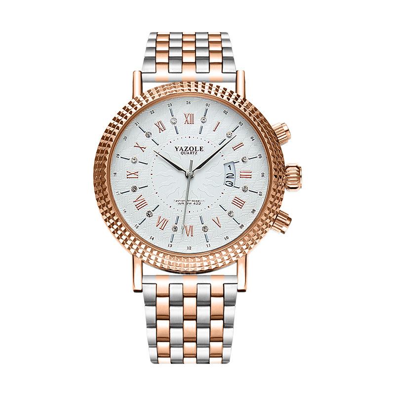 Läderrem Romerska Siffror Crystal Dial Mode Män Quartz Watch