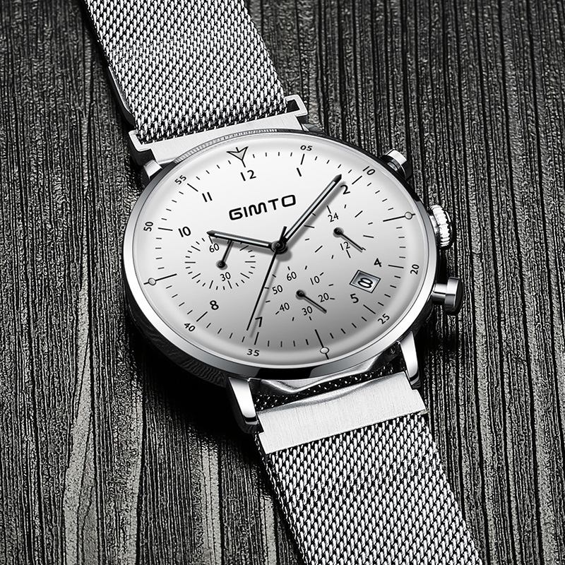 Lysande Display Business Style Watch Rostfritt Stål Herr Sport Quartz Watch