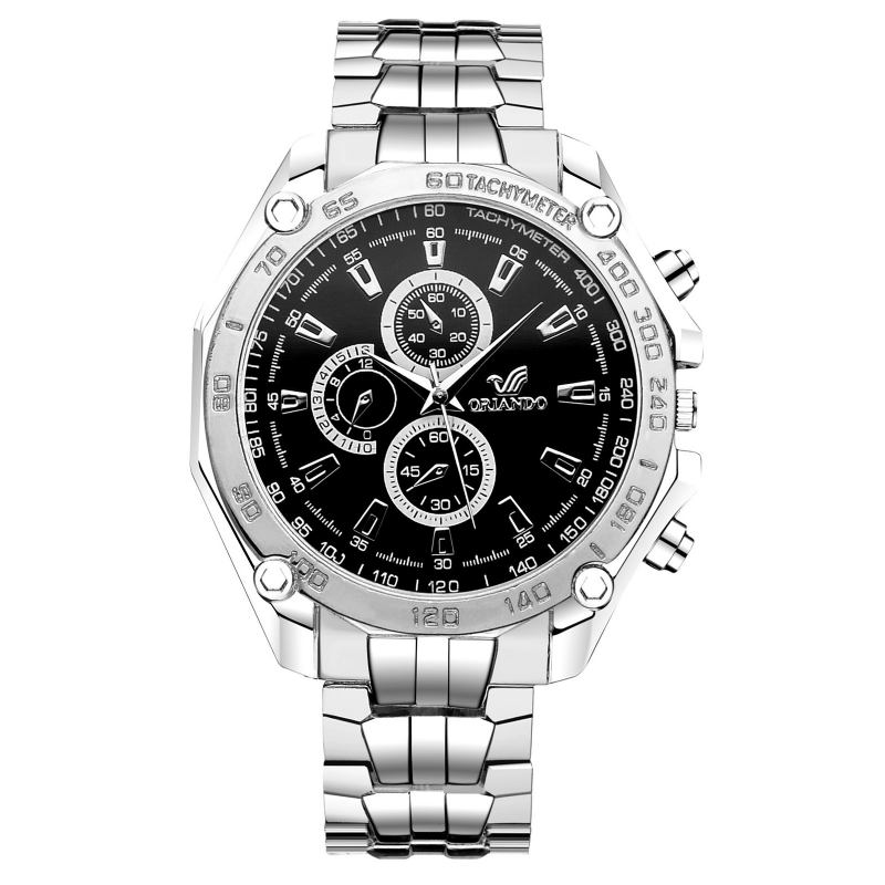 Män Business Watch Causal Rostfritt Stål Three-eye Quartz Watch
