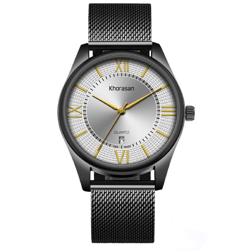 Män Business Watch Dekorerad Pointer Calendar Quartz Watch