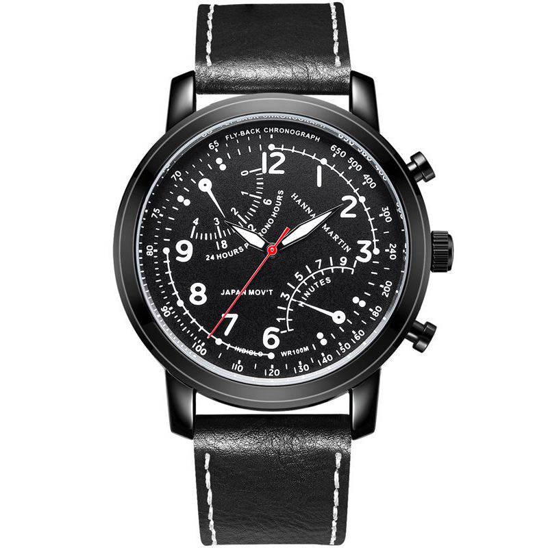 Män Relogio Masculino Läderband Dekorativ Liten Urtavla Quartz Watch