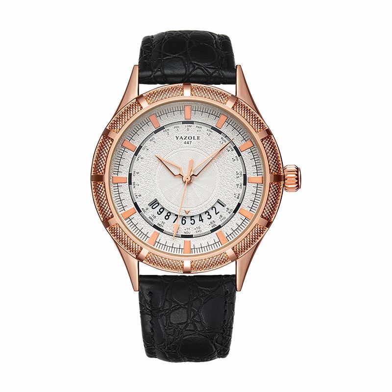 Metallväska Texture Dial Datum Display Mode Läderrem Herr Quartz Watch
