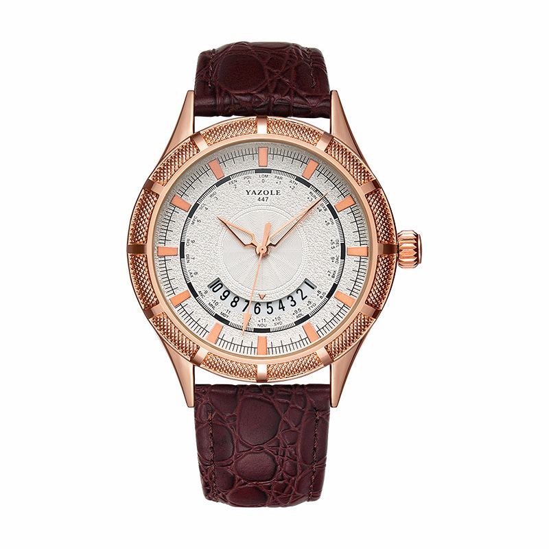 Metallväska Texture Dial Datum Display Mode Läderrem Herr Quartz Watch