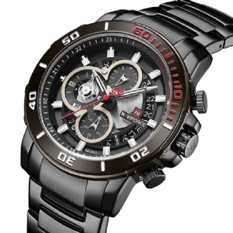 Militär Stil Full Steel Herr Armbandsur Kalender Vattentät Quartz Watch