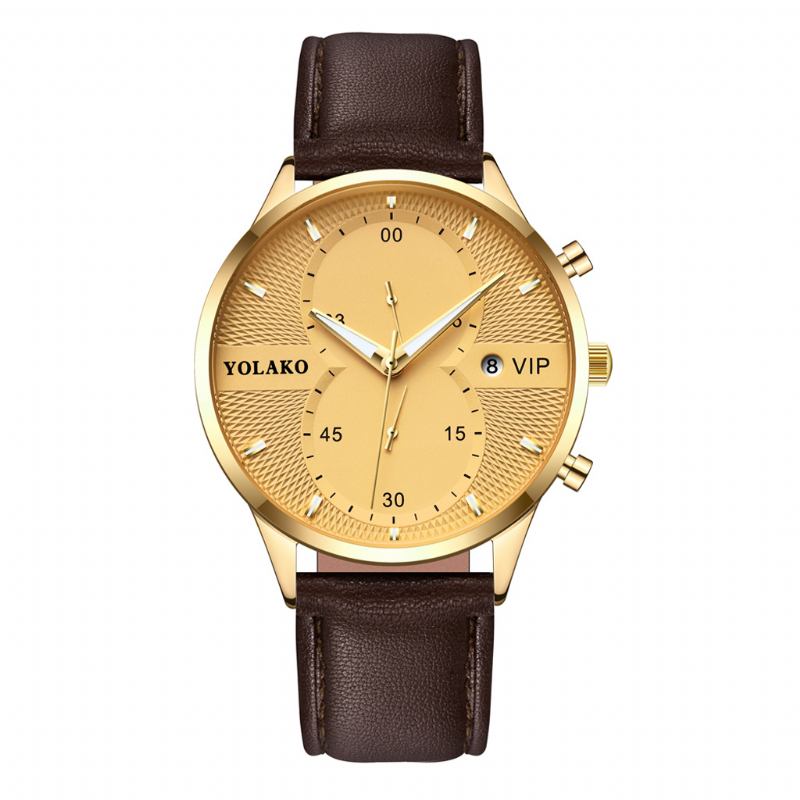 Mode Casual Business Pu Läder Enkelt Bälte Quartz Watch För Män