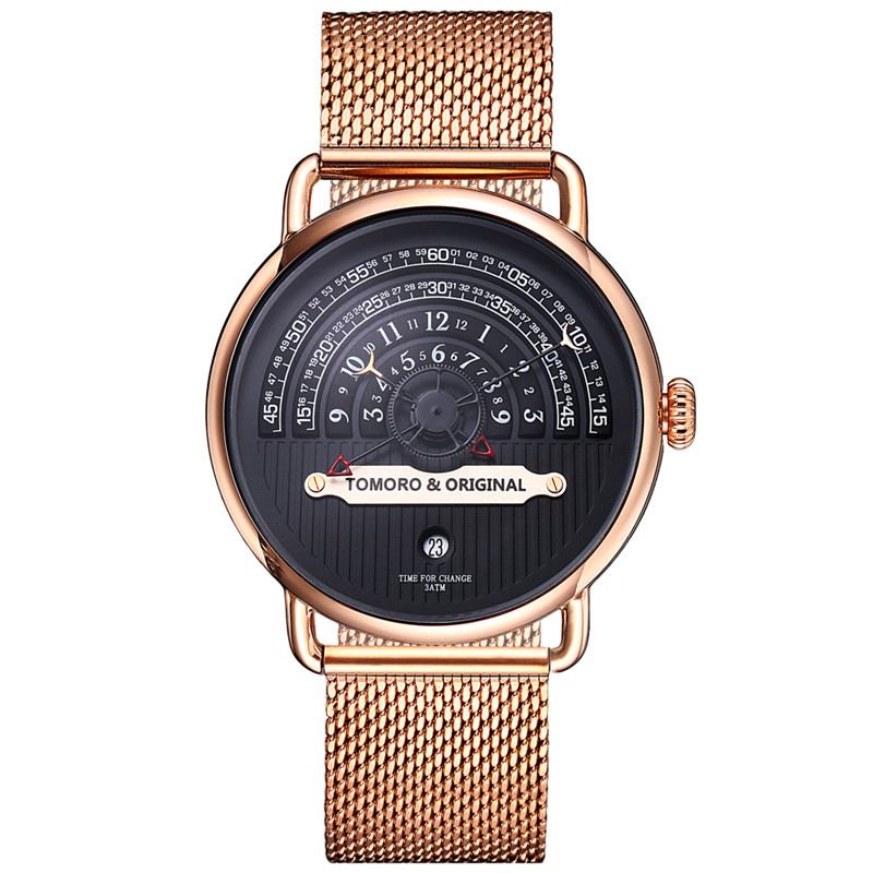 Mode Creative Herr Watch Vattentät Unik Dial Date Display Quartz Watch
