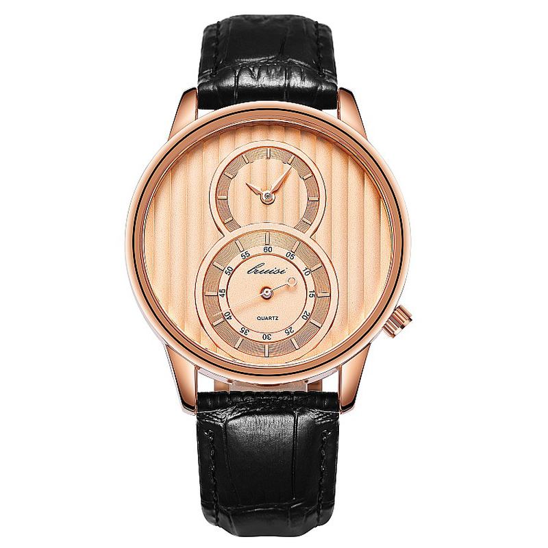 Mode Dial Orgel Stripe Two Creative Dial Läder Watch Classic Quartz Watch