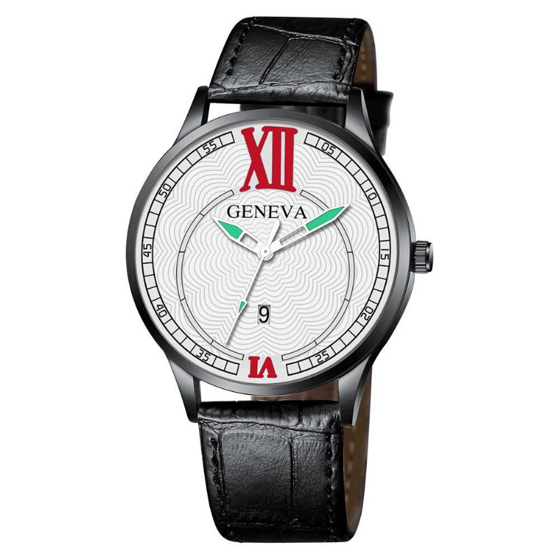 Mode Elegant Business Casual Sport Bälte Pu Läder Band Män Quartz Watch