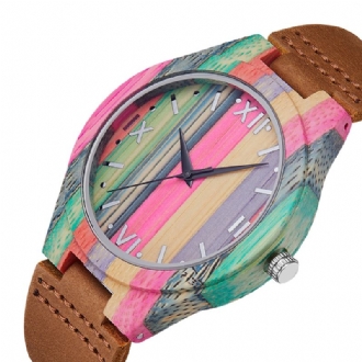 Mode Färgglada Fall Dial Läderrem Kreativ Stil Casual Herrklocka Quartz Watch