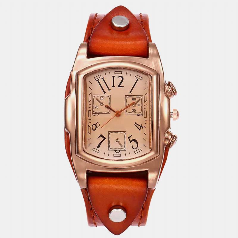 Mode Färgglada Lyxiga Retro Läderrem Time Display Quartz Watch