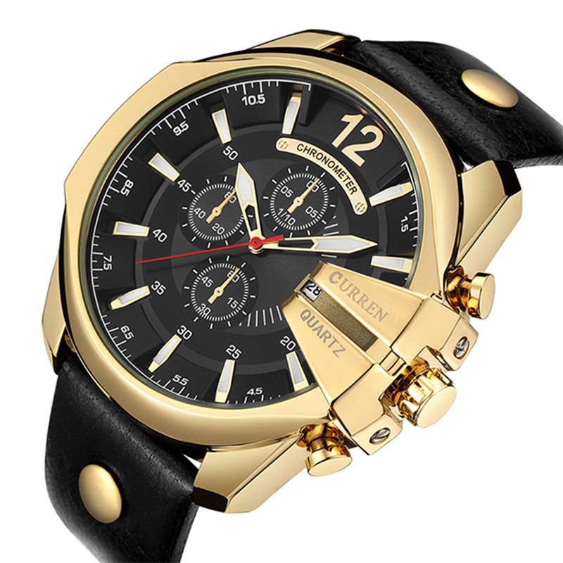 Mode Herrklocka Creative Dial Vattentät Läderrem Quartz Watch