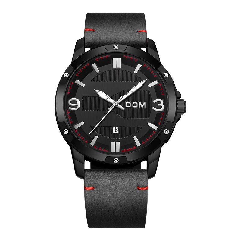 Mode Herrklocka Vattentät Självlysande Datumvisning Läderremmar Quartz Watch