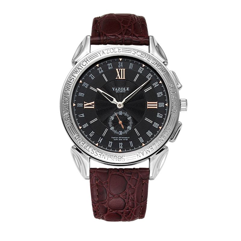 Mode Liten Urtavla Affärsstil Män Vattentät Läderrem Quartz Watch