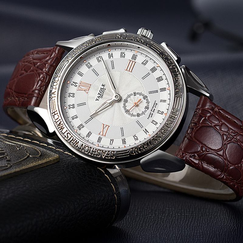 Mode Liten Urtavla Affärsstil Män Vattentät Läderrem Quartz Watch