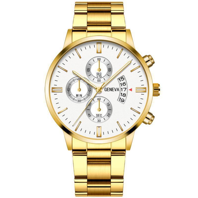 Mode Män Klocka Datum Display Rostfritt Stål Armband Business Quartz Watch