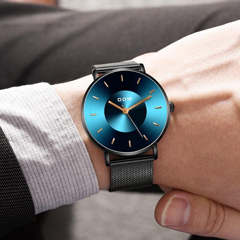 Mode Män Watch Light Luxury Slim Dial Vattentät Quartz Watch