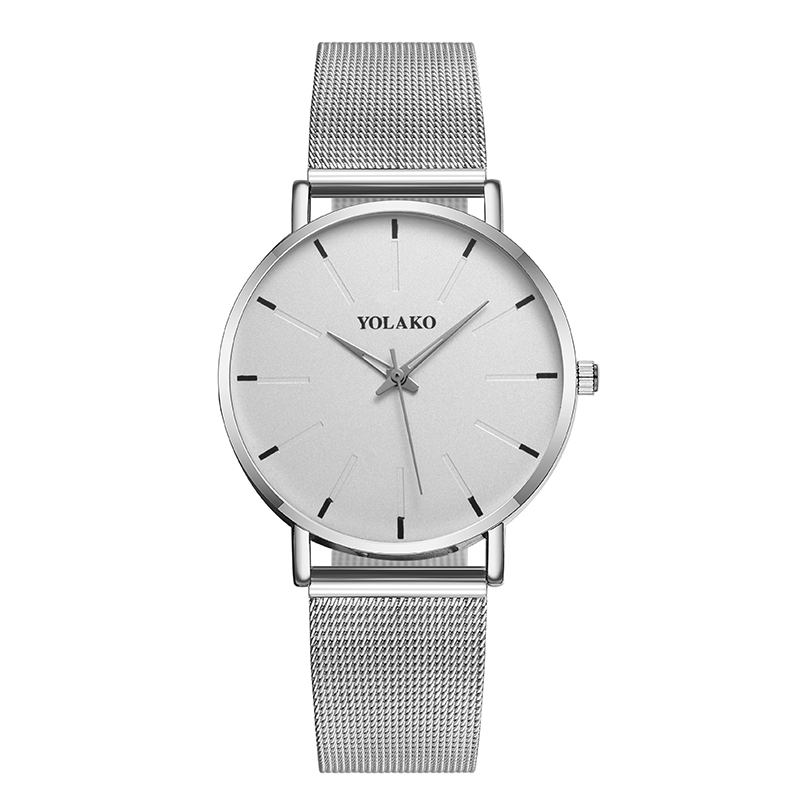 Mode Mesh Stålrem Causal Style Enkel Dial Herrklocka Quartz Watch