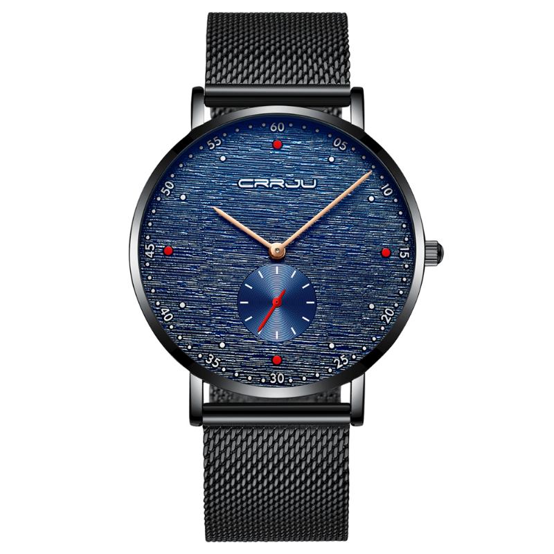 Mode Red Dot Design Full Steel Second Dial Män Quartz Watch