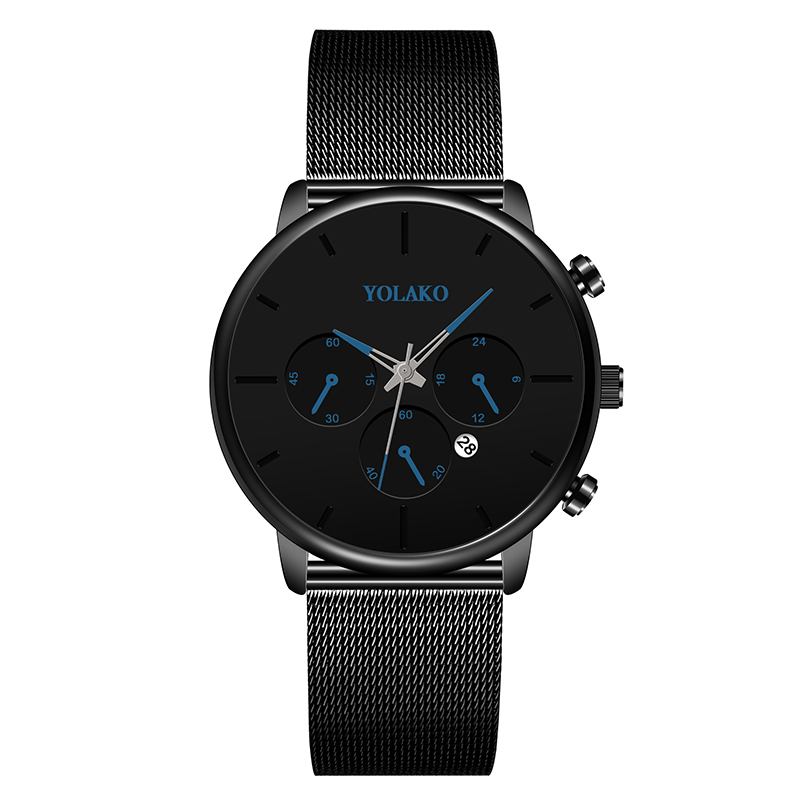 Mode Sport Solmålning Urtavla Kronograf Fullt Fodral Män Quartz Watch