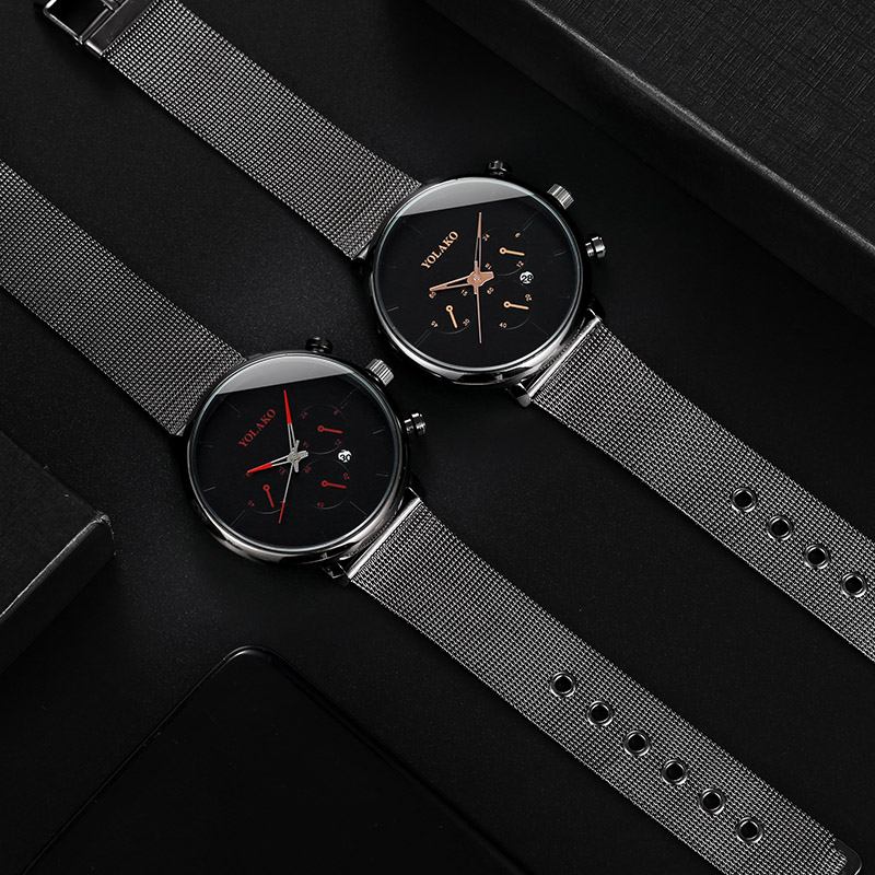 Mode Sport Solmålning Urtavla Kronograf Fullt Fodral Män Quartz Watch