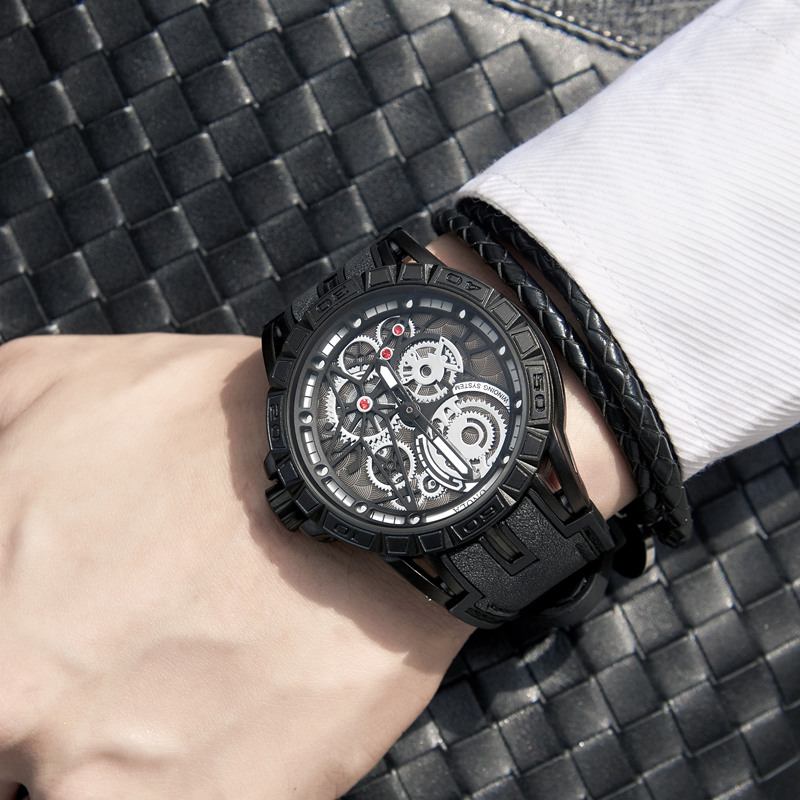 Mode Stor Ihålig Urtavla Cool Män Sport Style Quartz Watch