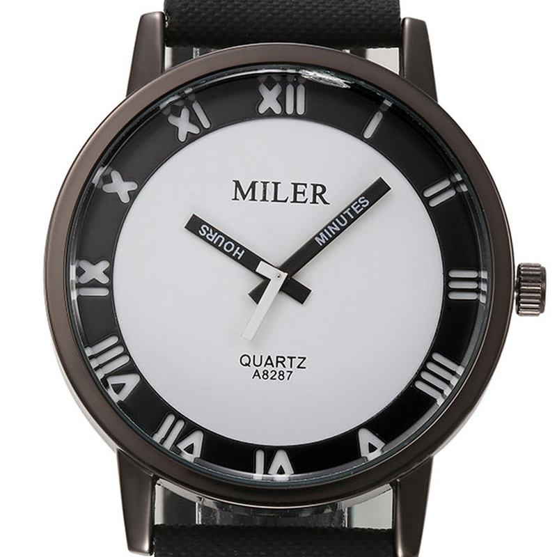 Mode Unisex Manlig Kvinnlig Läderrem Lovers Quartz Armbandsur